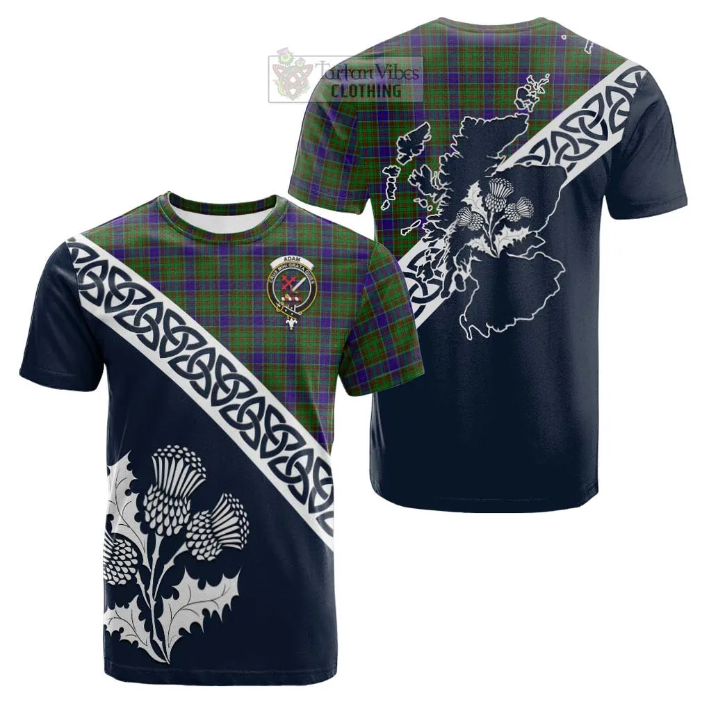 Adam Tartan Cotton T-shirt Featuring Thistle and Scotland Map