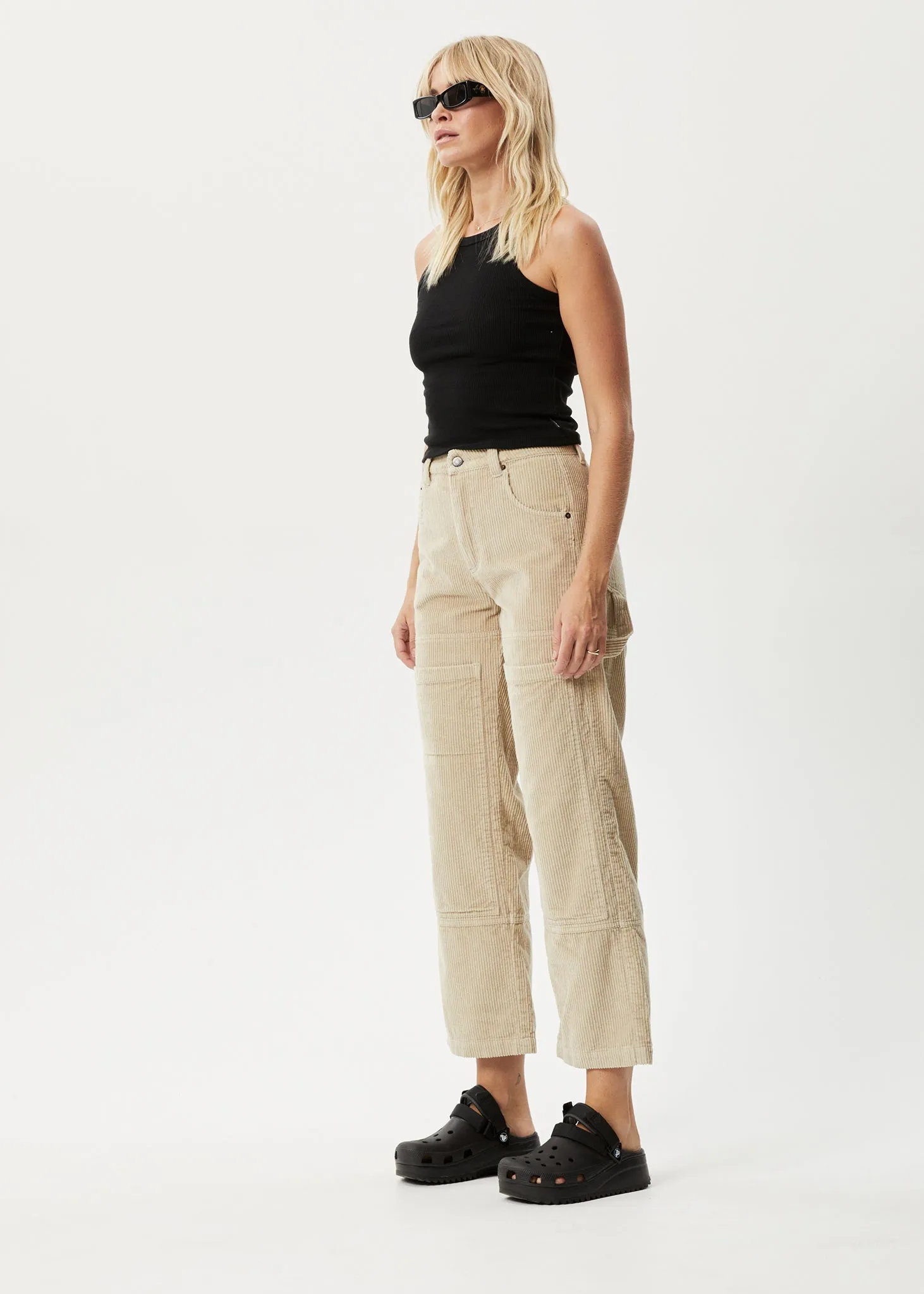 AFENDS Womens Paradise Moss - Corduroy Pants - Dark Ecru