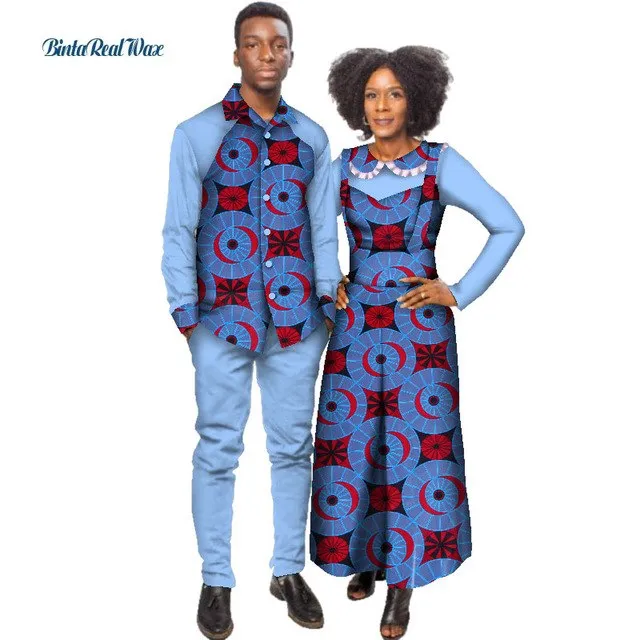 African Print Jumpsuit with Shirt for Women Bazin Riche Mens Shirt and Pants Sets African Clothing Lover Couples