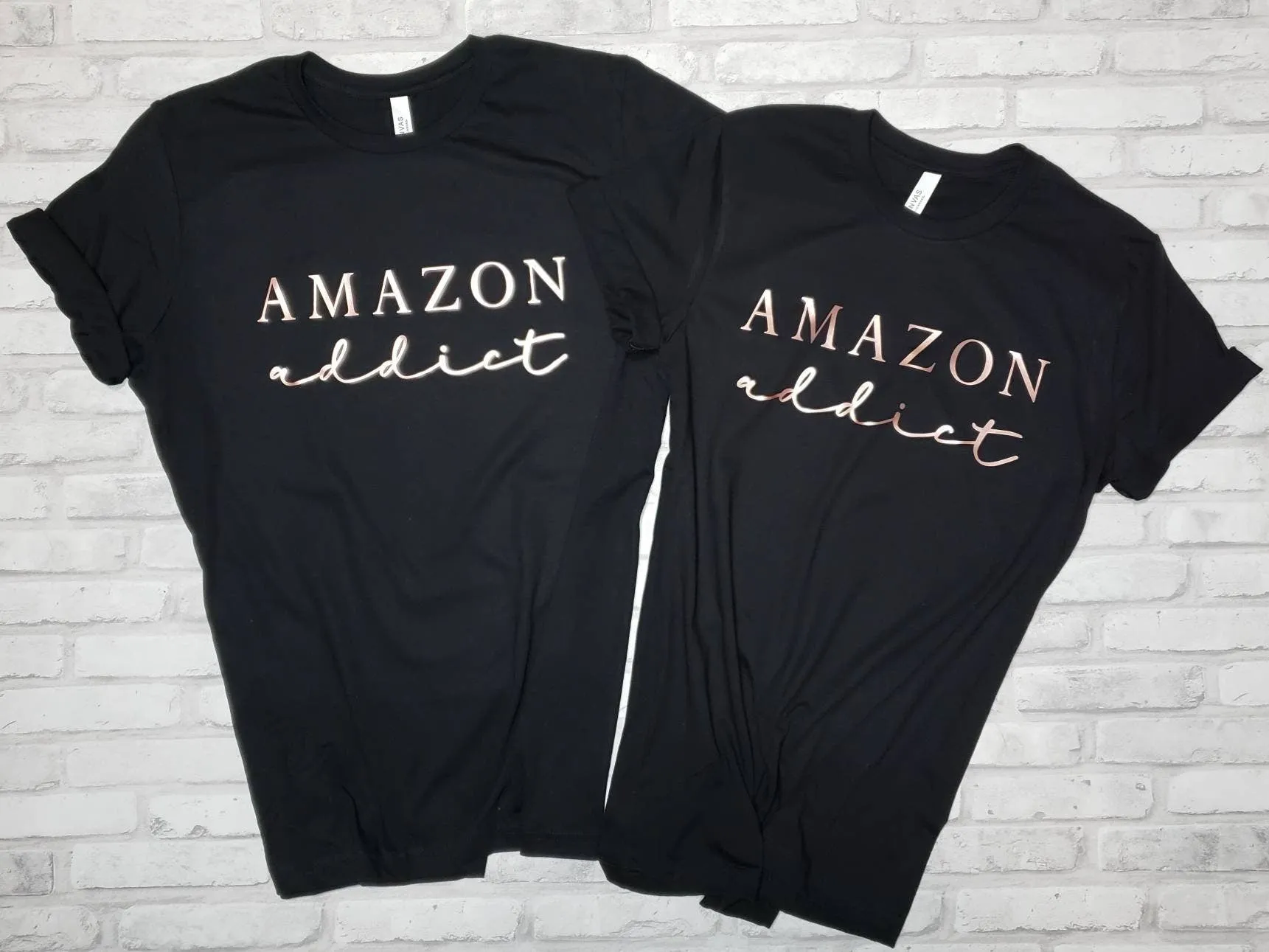 Amazon Addict Black Bella T-shirt with Rose Gold Metallic Print T-Shirt