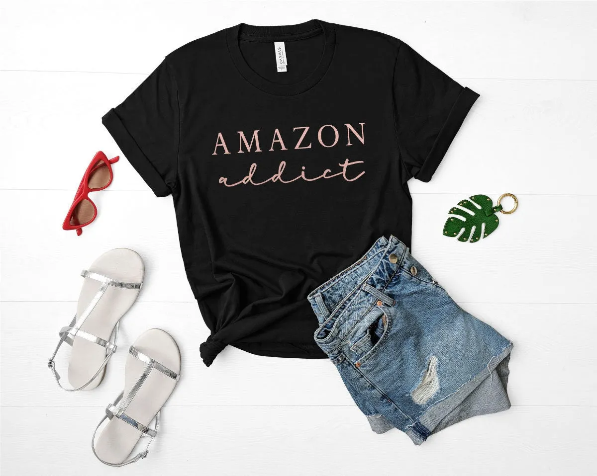 Amazon Addict Black Bella T-shirt with Rose Gold Metallic Print T-Shirt