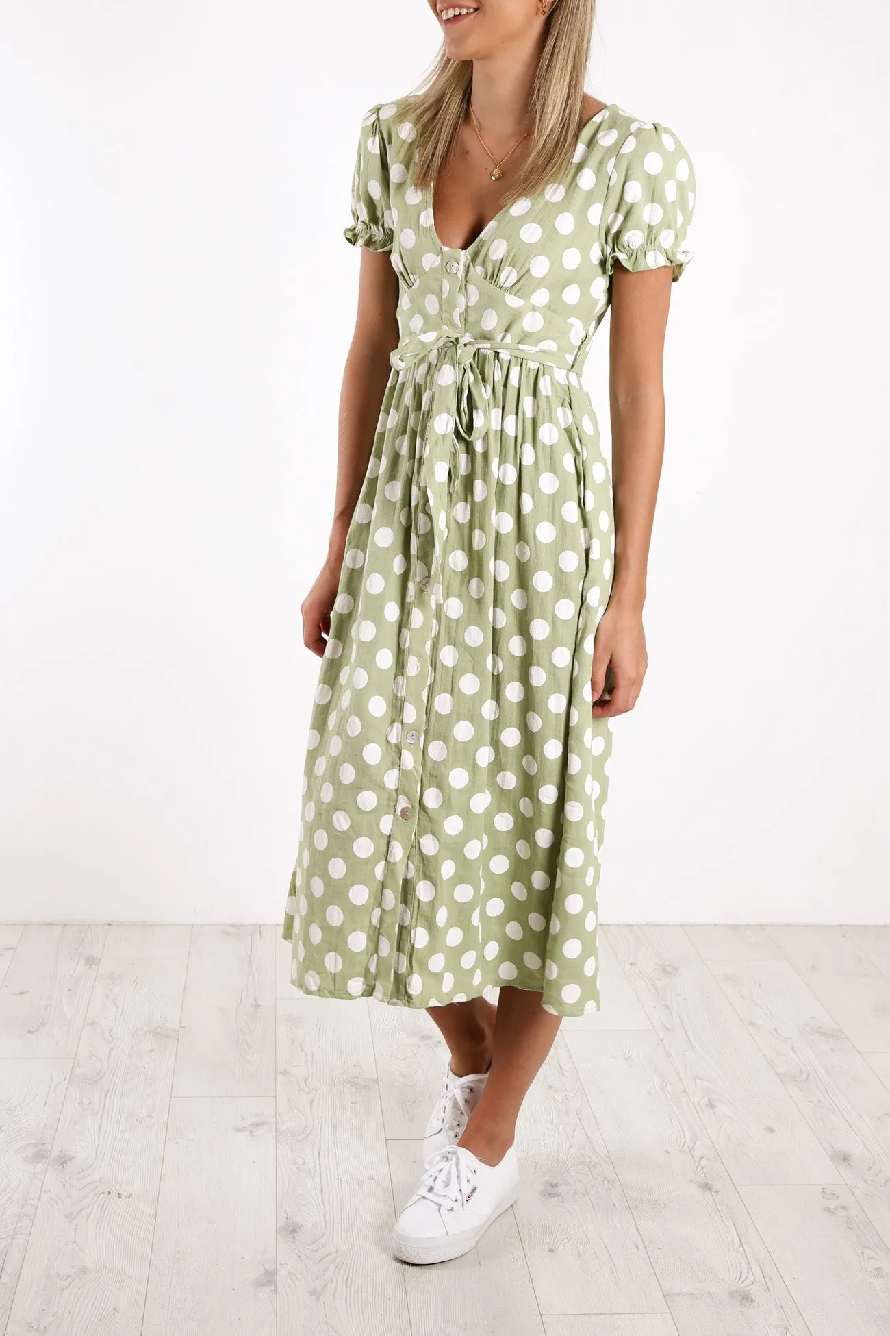 Anastasia Spot Midi Dress