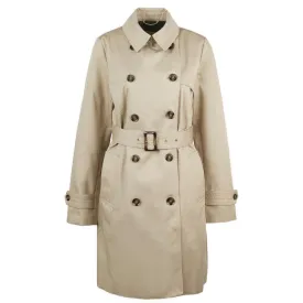 Barbour Short Greta Ladies Showerproof Trench - Light Fawn/Ancient Poplar