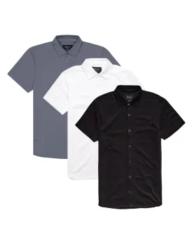 Bayside Oxford Short Sleeve Button Down-Custom 3 Pack