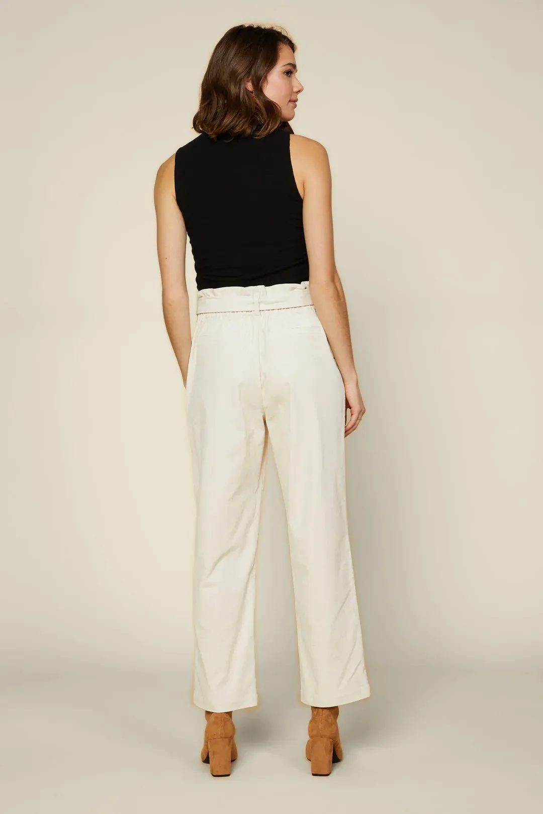 Belted Straight Leg Corduroy Pants