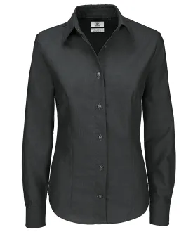 Black - B&C Oxford long sleeve /women