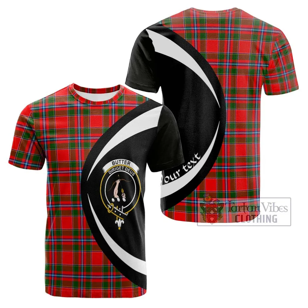 Butter Tartan Cotton T-shirt with Family Crest Circle Style