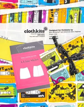 C60 Retro Tapes Mini Moderns Skirt, Clothkits® Dressmaking Kit