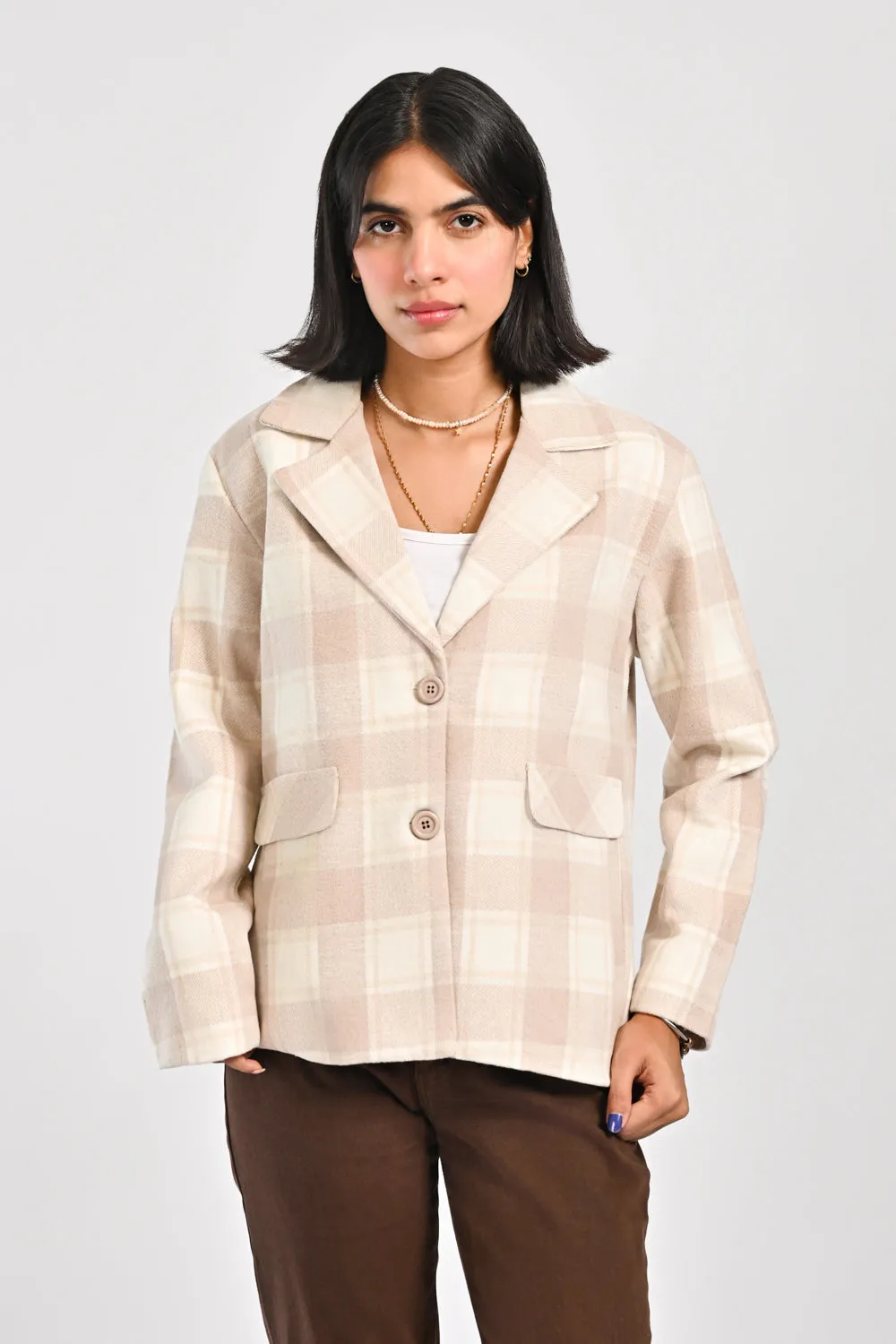 CHECKERED SHORT COAT