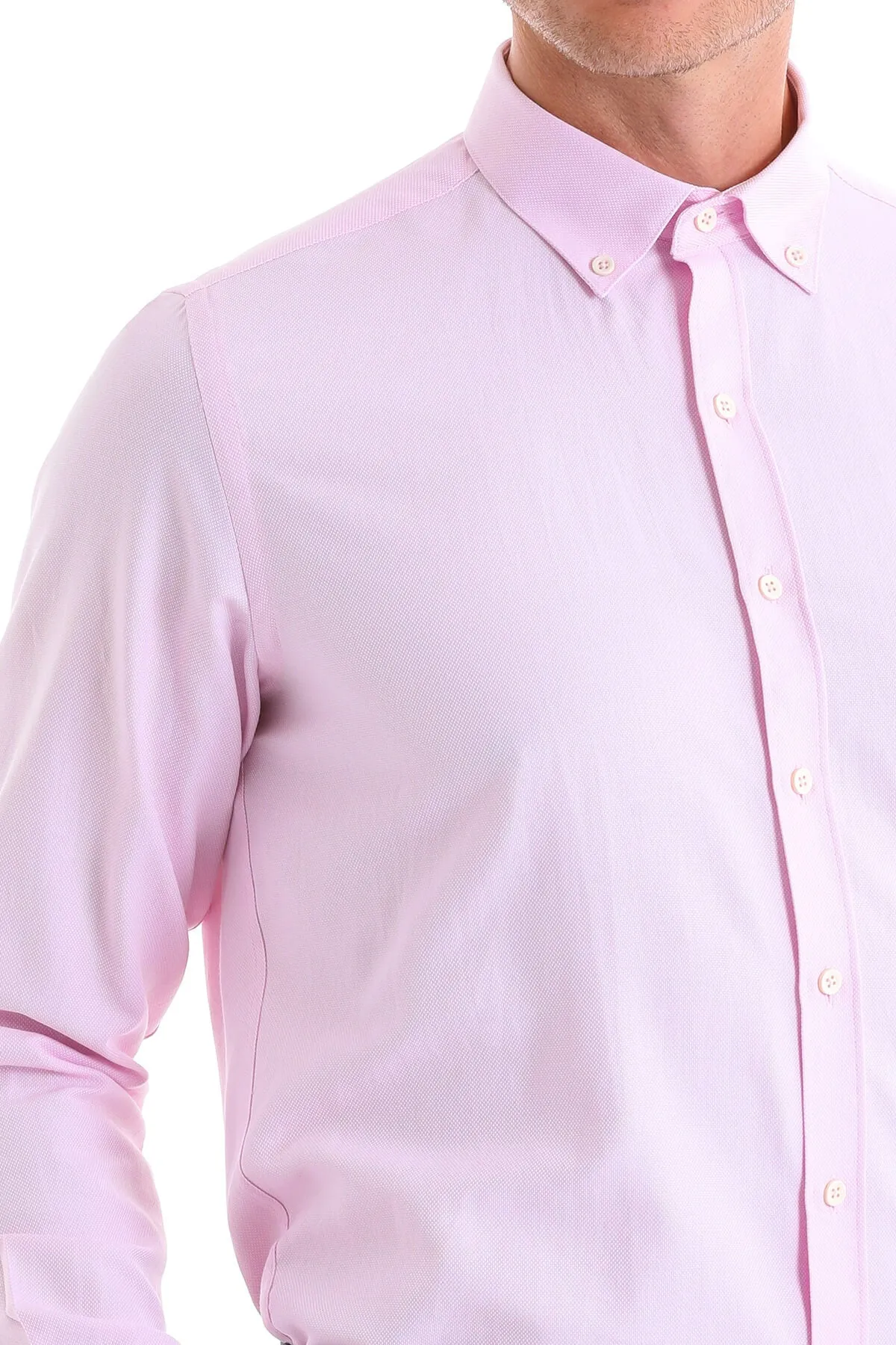 Comfort Fit Long Sleeve Cotton Blend Pink Casual Shirt