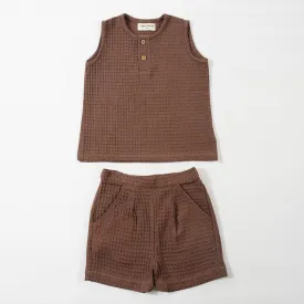 Cotton Clothing Set | Waffle Coco Set | Brown