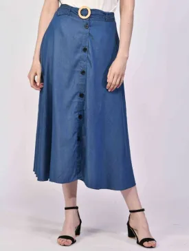 Denim A-LINE Knee-Length Skirt