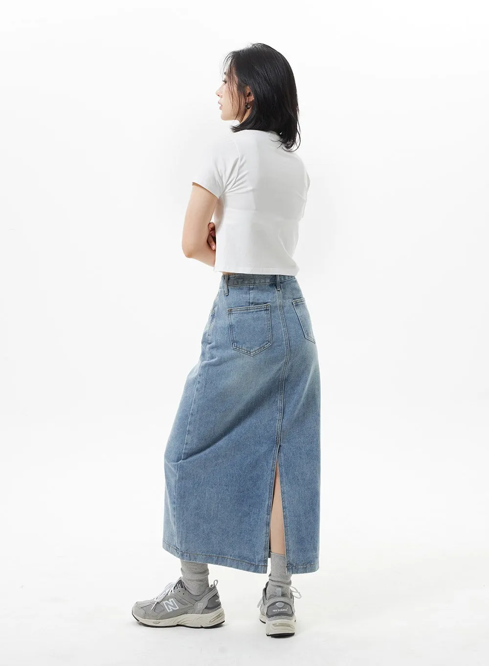 Denim A-Line Maxi Skirt OA321