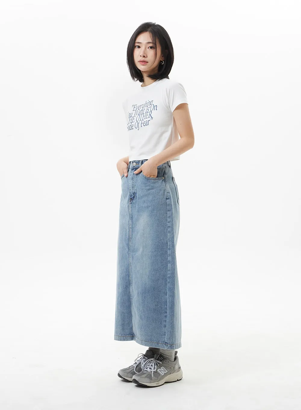 Denim A-Line Maxi Skirt OA321