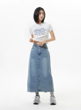 Denim A-Line Maxi Skirt OA321