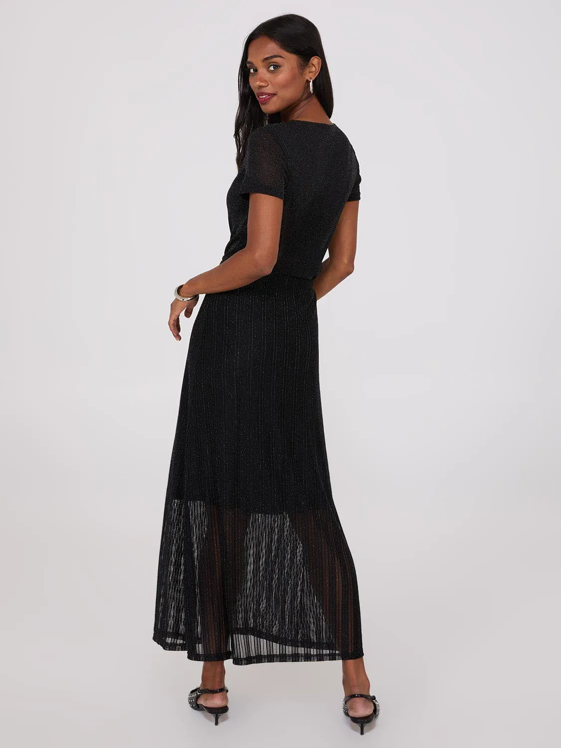 Dobby Lace Midi A-Line Skirt