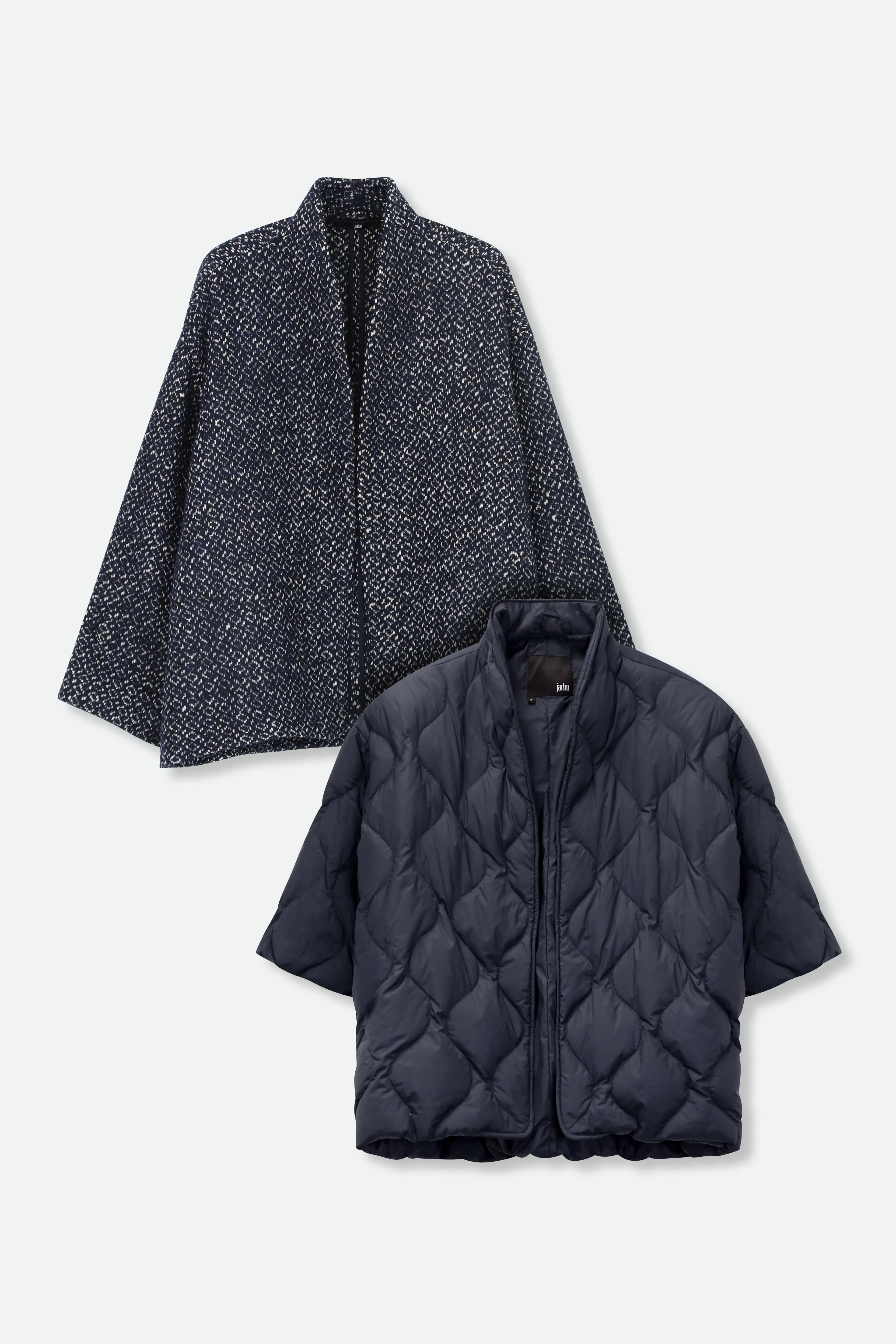 ELENA WOOL JAQUARD & GOOSE DOWN TWO PIECE COAT SET IN NAVY