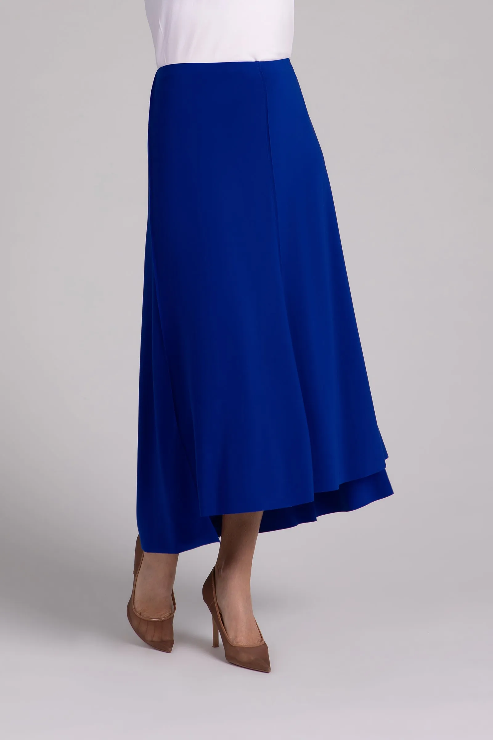 Flounce A-Line Midi Skirt | Lapis