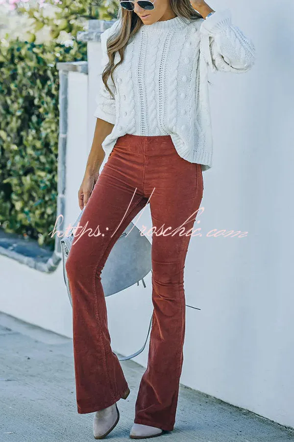 Gwen Elastic Waist Bell Bottom Corduroy Pants