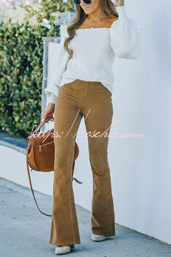 Gwen Elastic Waist Bell Bottom Corduroy Pants