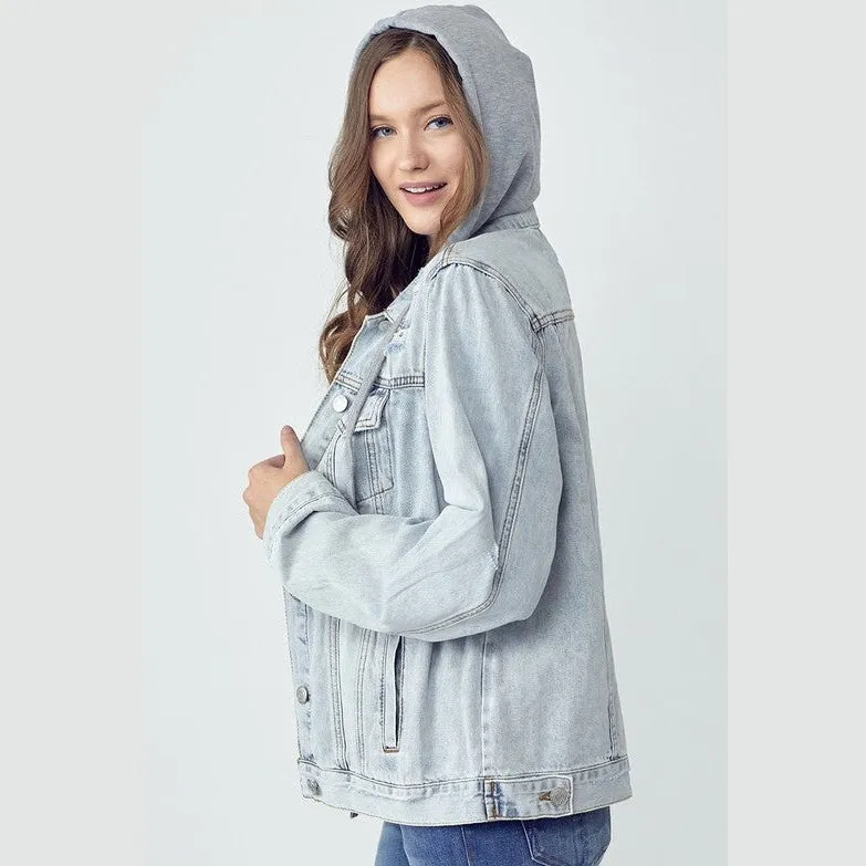 Isabelle Drawstring Hooded Denim Jacket