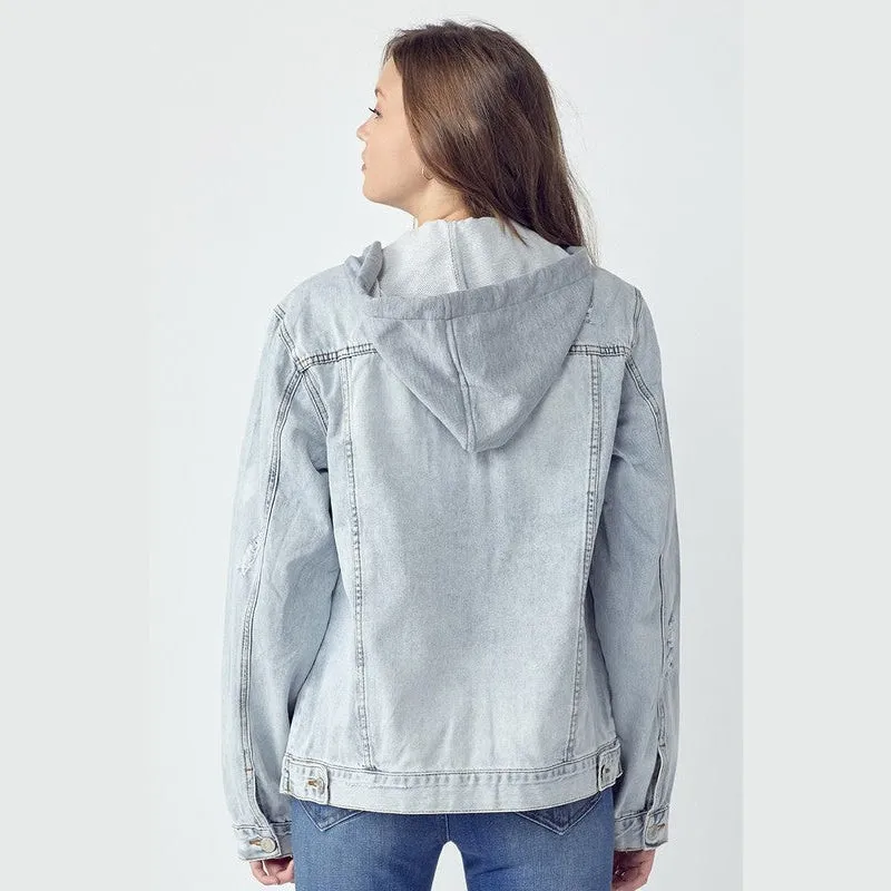 Isabelle Drawstring Hooded Denim Jacket