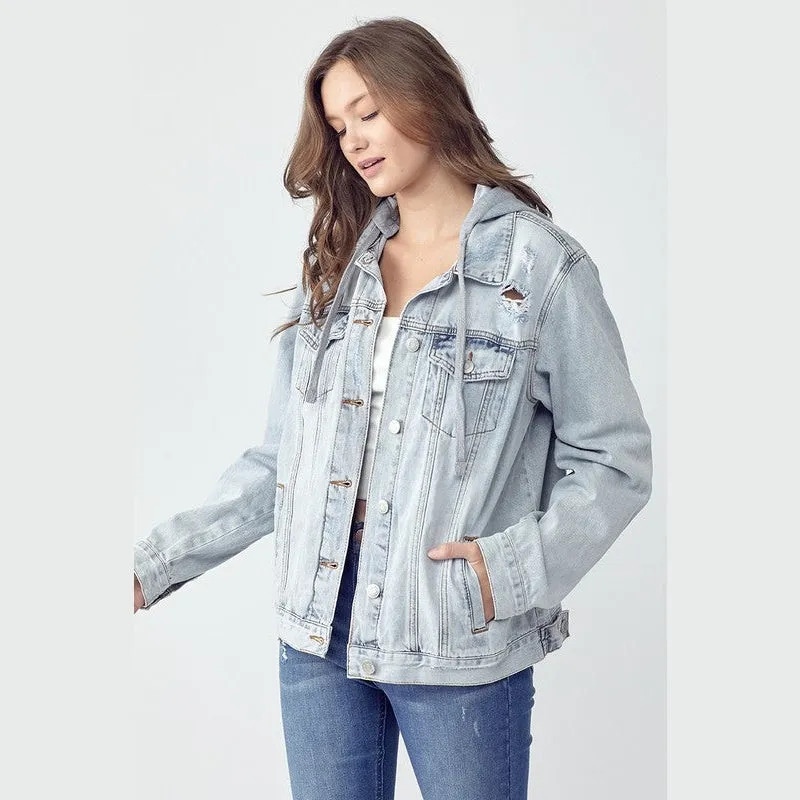 Isabelle Drawstring Hooded Denim Jacket