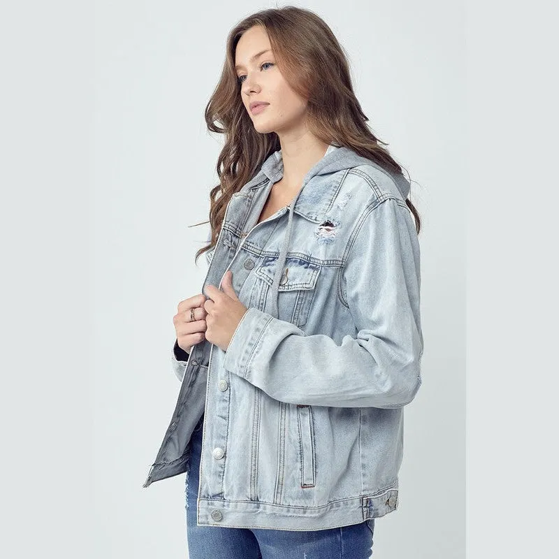 Isabelle Drawstring Hooded Denim Jacket