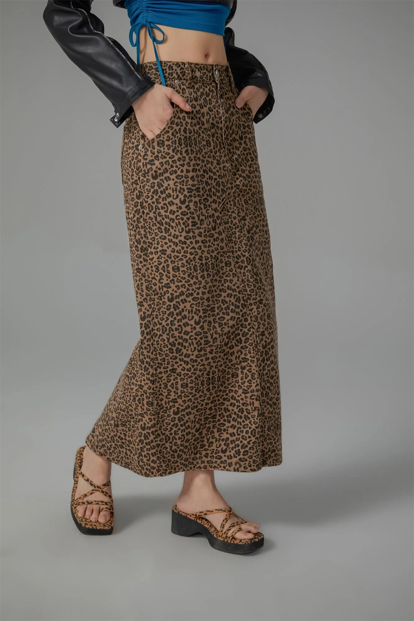 Leopard A-Line Long Skirt