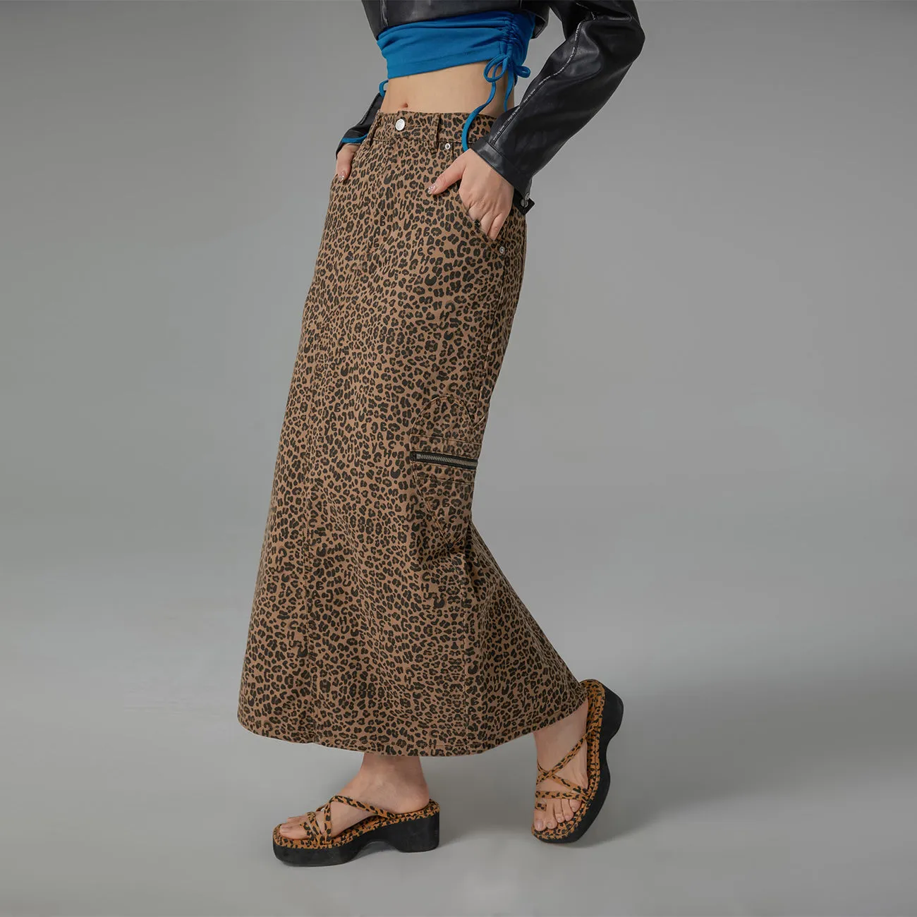 Leopard A-Line Long Skirt