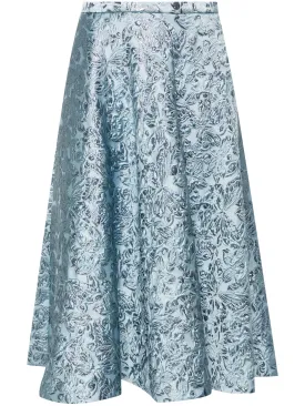 Light Blue Jacquard A-Line Skirt