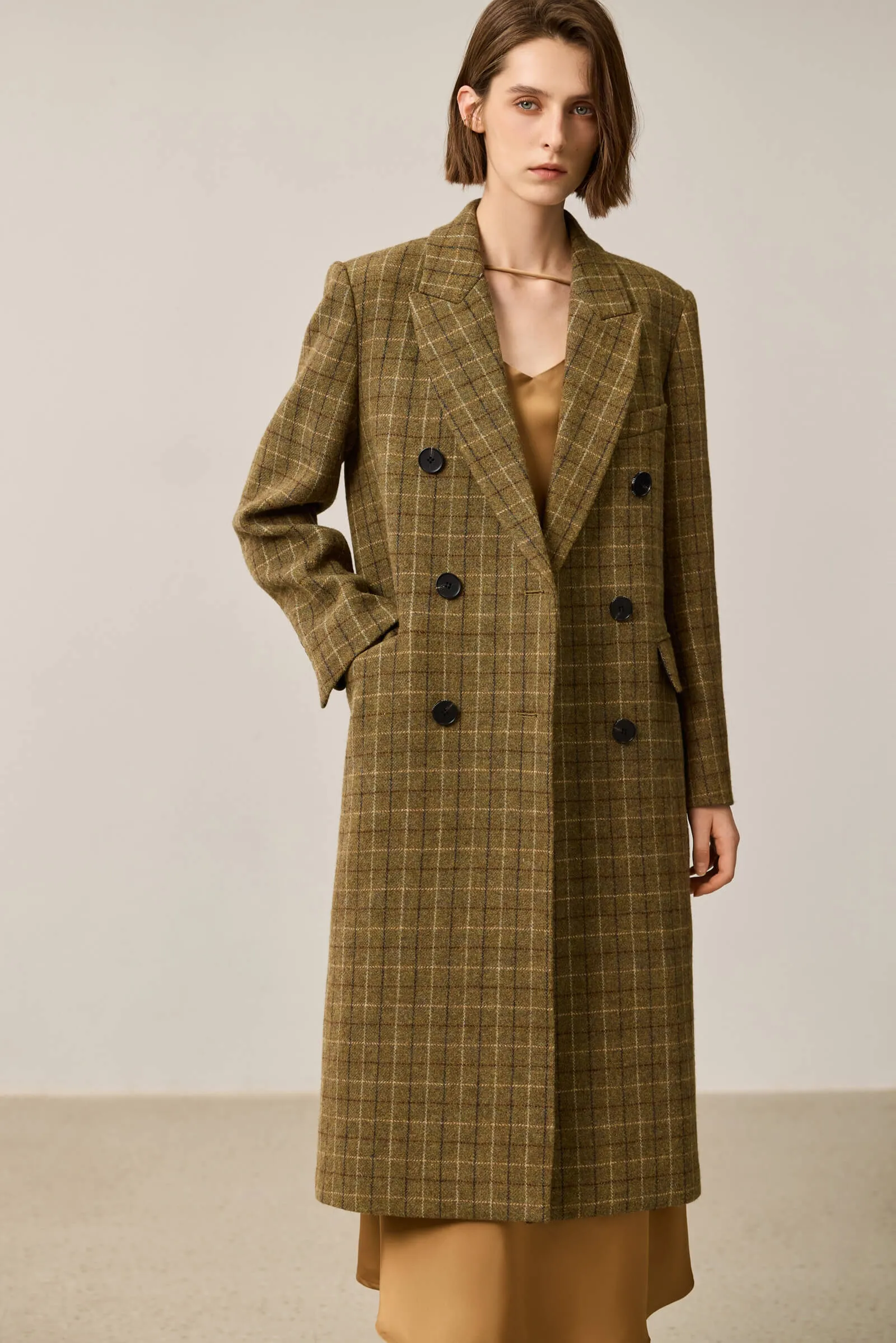 LILY Vintage Plaid Wool Coat