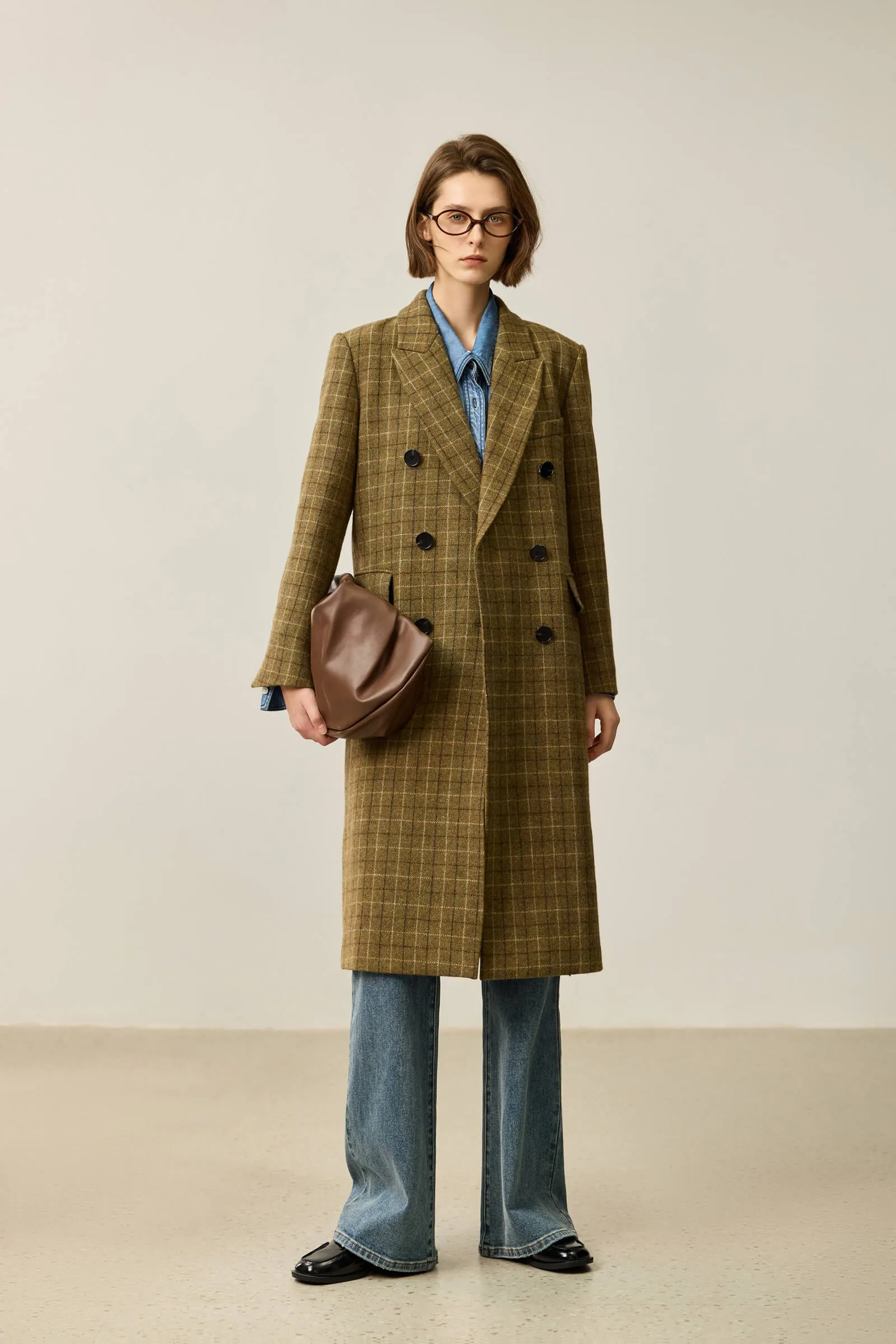 LILY Vintage Plaid Wool Coat