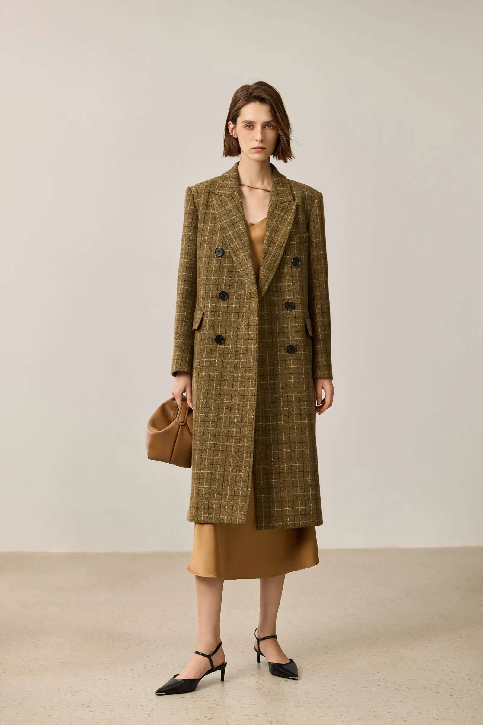 LILY Vintage Plaid Wool Coat