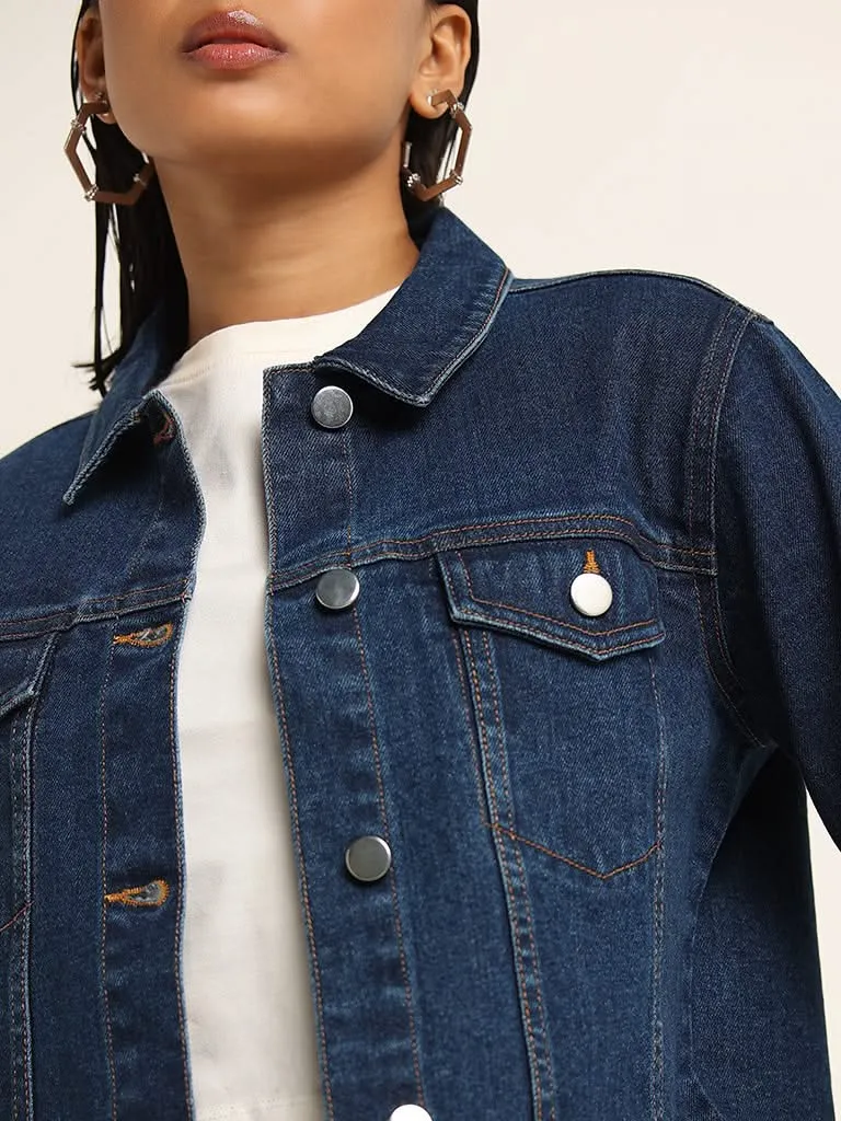 LOV Blue Solid Denim Jacket