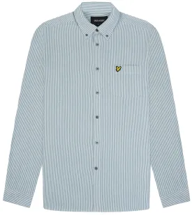 Lyle and Scott Mens Stripe Oxford Shirt Court Green