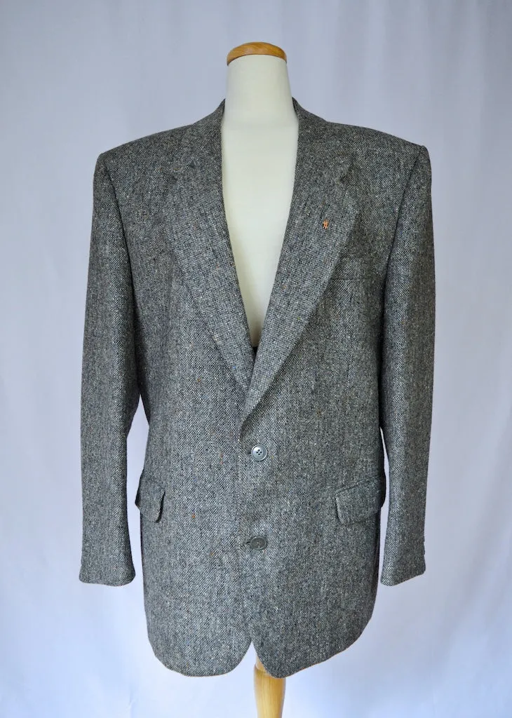 Men's Dark Gray Marled Wool Blazer | Extra-Large