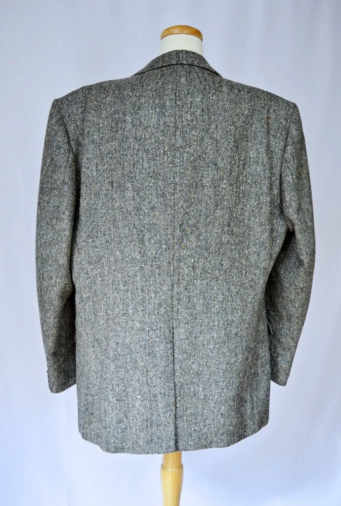 Men's Dark Gray Marled Wool Blazer | Extra-Large