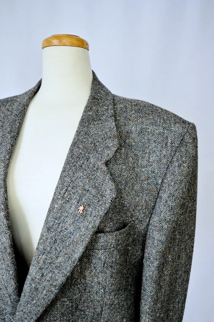 Men's Dark Gray Marled Wool Blazer | Extra-Large