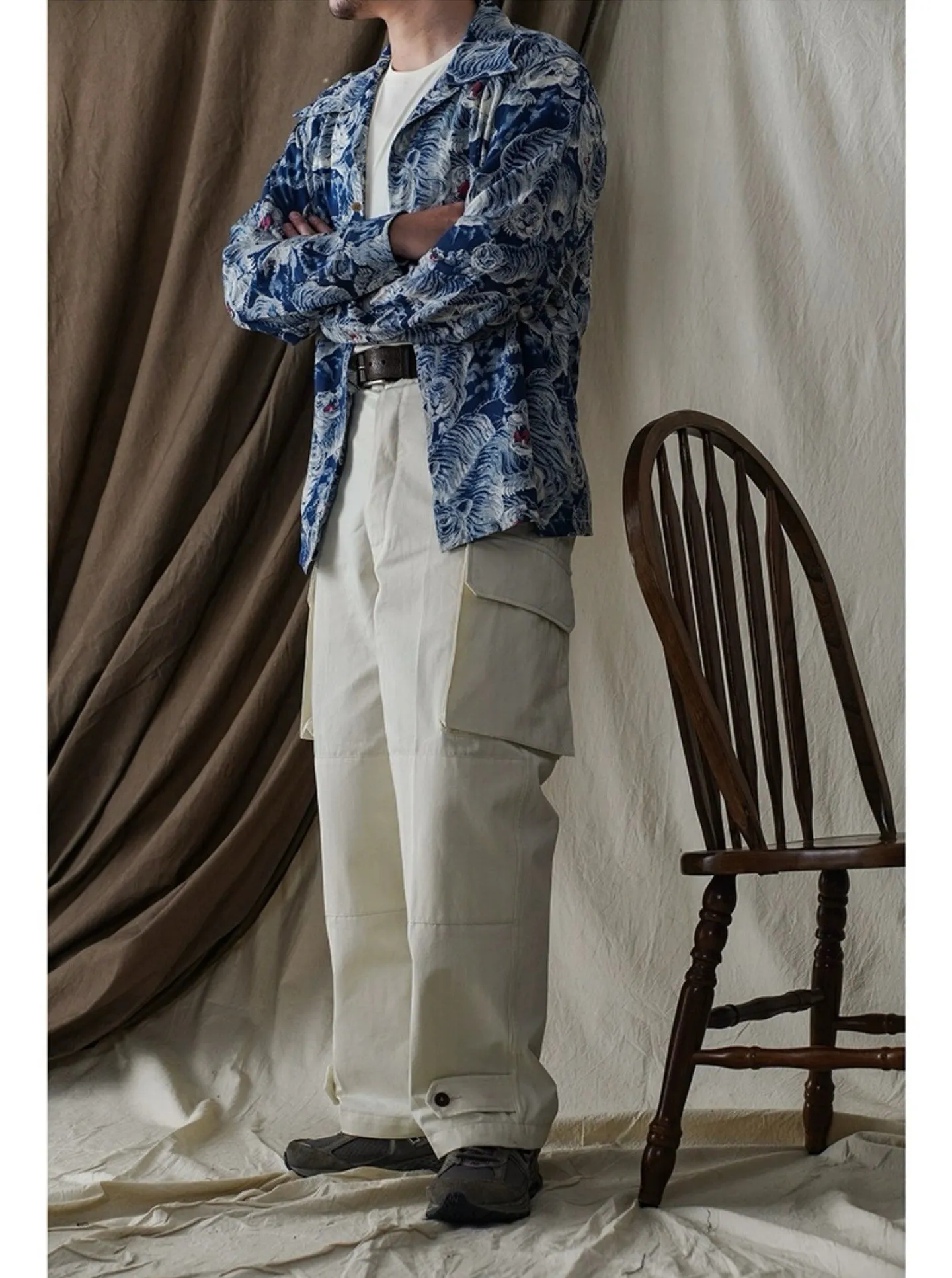 Men's White Tiger Printed Hawaiian Shirt