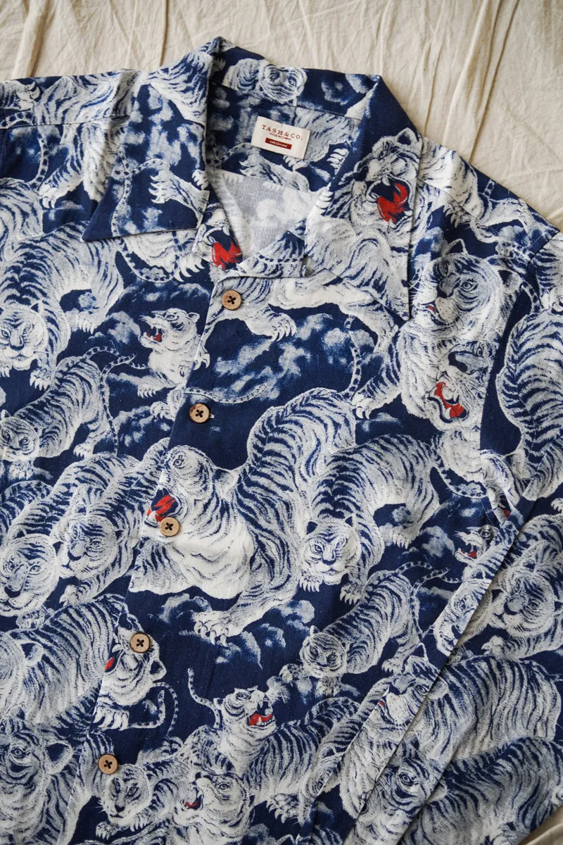 Men's White Tiger Printed Hawaiian Shirt