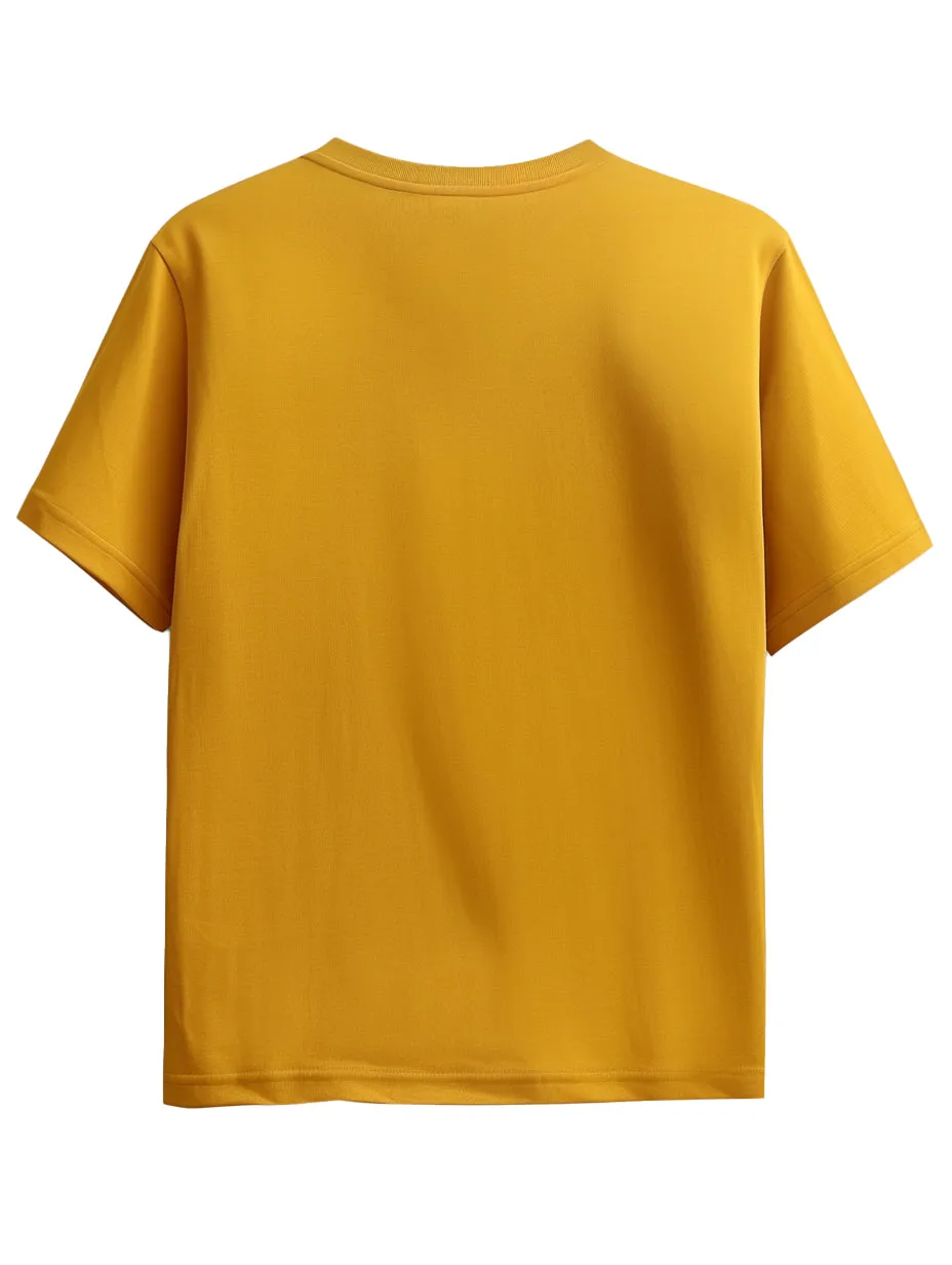 Mustard Yellow Solid Crew Neck Men's T-Shirt