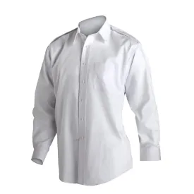 NAVY Men's White Long Sleeve Shirt with Epaulets