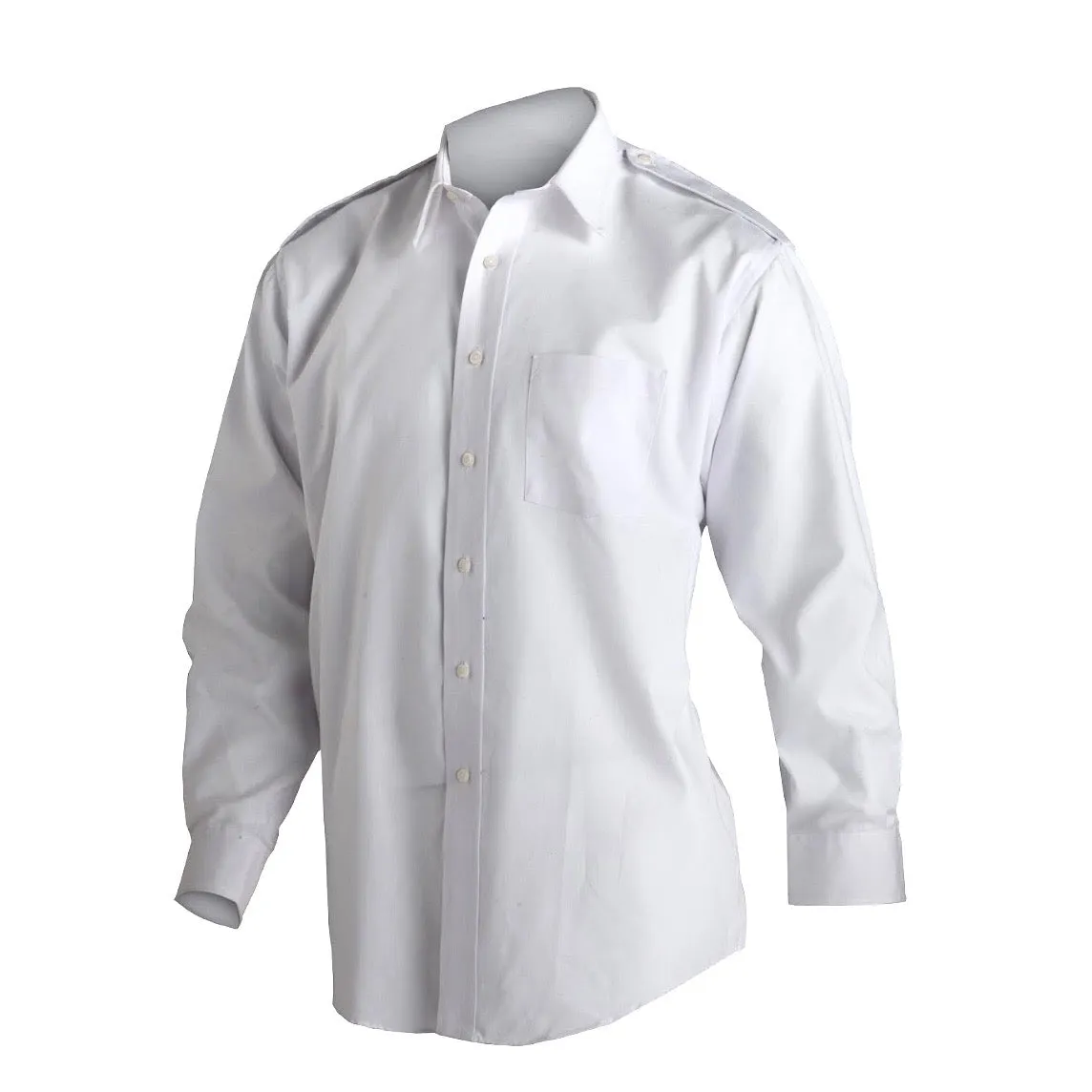 NAVY Men's White Long Sleeve Shirt with Epaulets