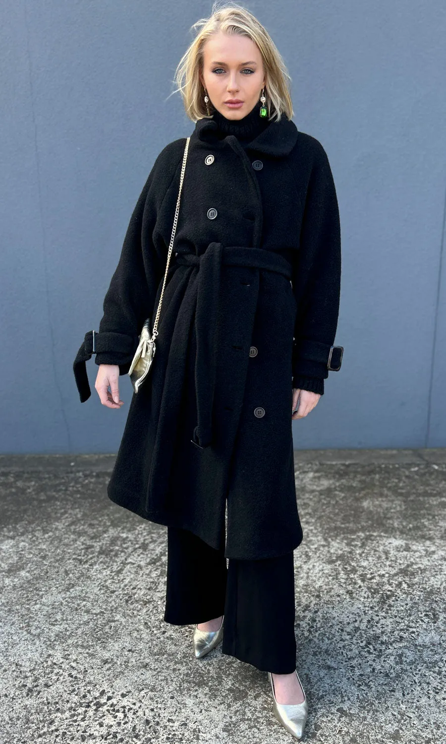 OP Black Wool Coat