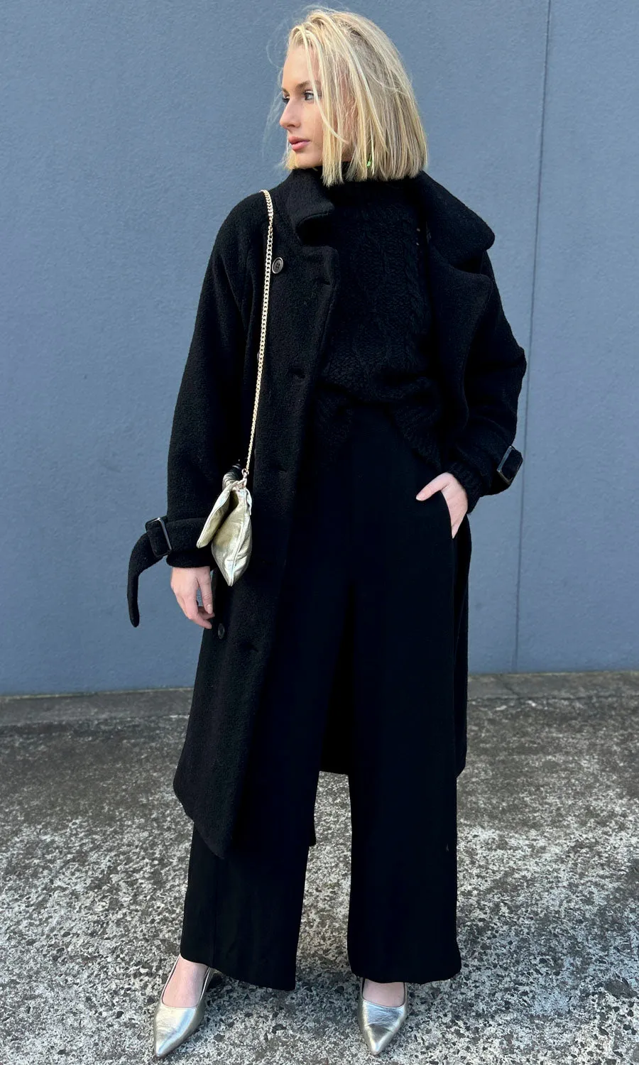 OP Black Wool Coat