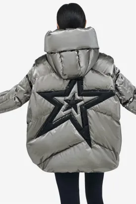 Orelle Short Down Jacket Gunmetal Silver