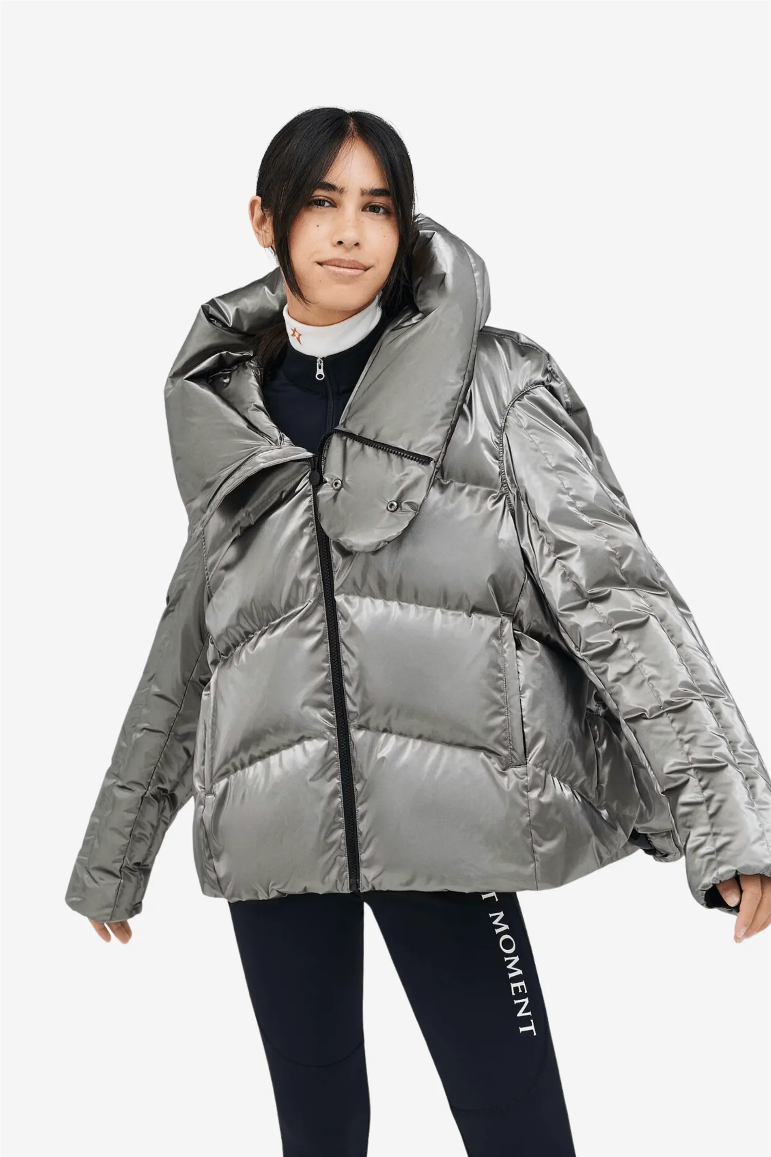 Orelle Short Down Jacket Gunmetal Silver