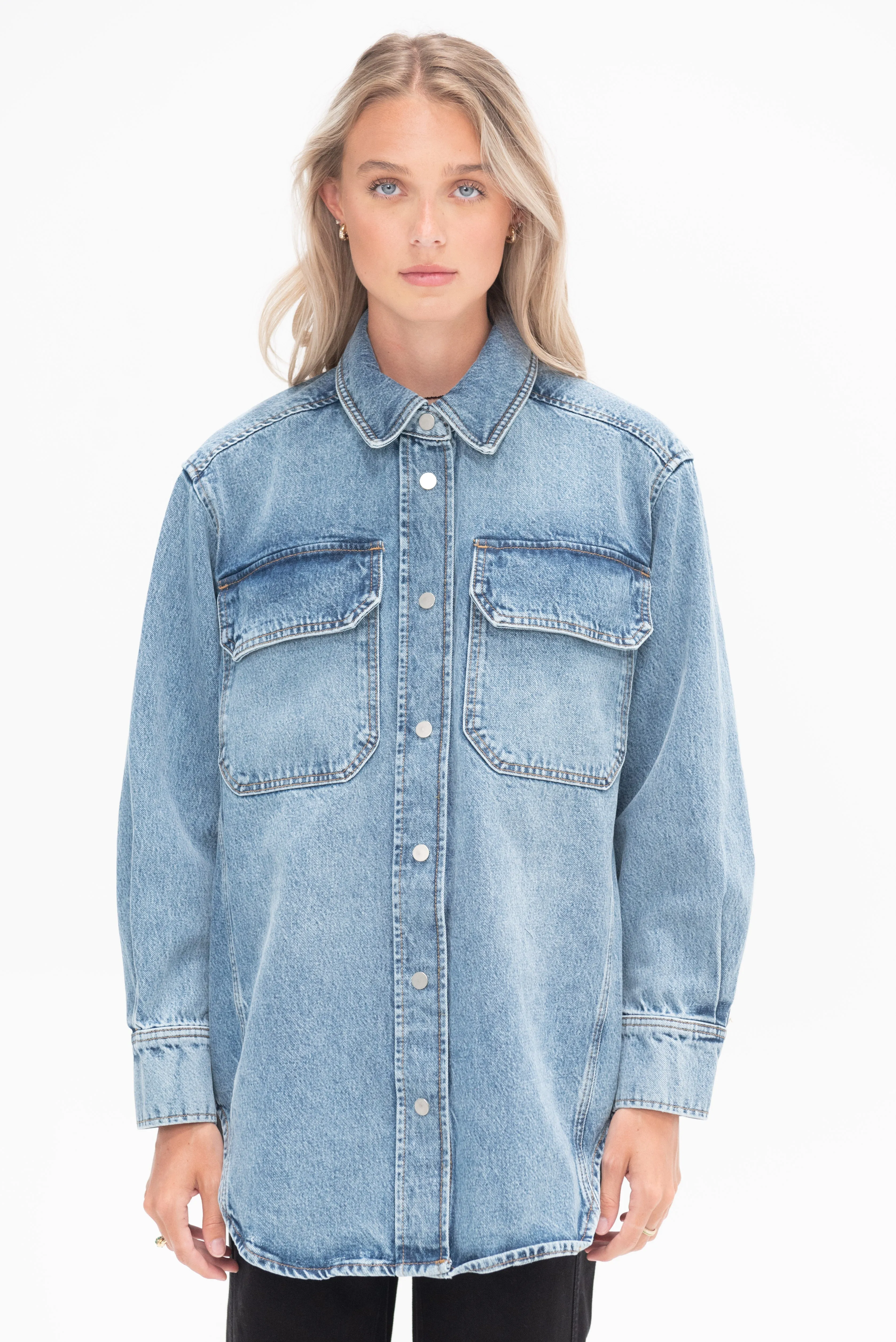 Pia Oversized Shacket, Austin Wash