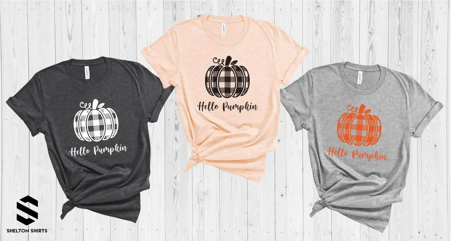 Plaid Pumpkin Thankful Super Soft Cotton Comfy T-Shirt